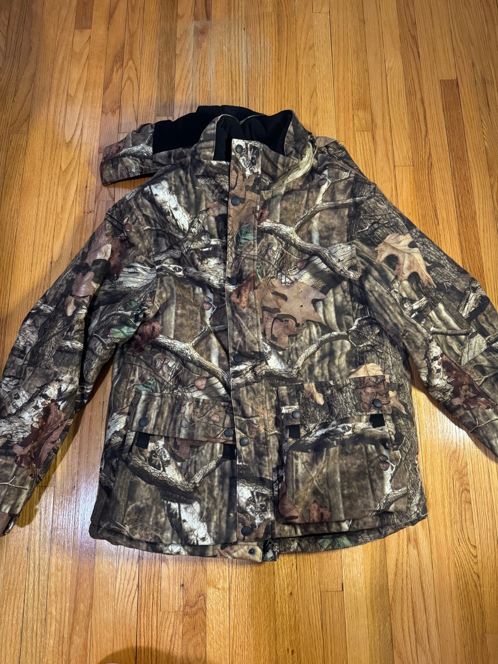 Mossy Oak Men’s Medium Camo Coat with Detachable Hood